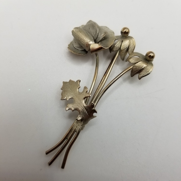 GioVanni Di Rocco Silver Tone Metal Wild Flower Pin Brooch Realistic Signed 70s - Picture 3 of 16